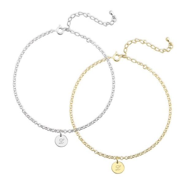 Initial Charm Anklet Bracelet,925 Silver, 24k Gold,Rose Gold,Mother&#39;s Day Gift,Birthday gifts for Her,Gifts for Mom,Mom Jewelry,Aunt Gifts