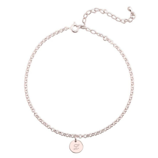 Initial Charm Anklet Bracelet,925 Silver, 24k Gold,Rose Gold,Mother&#39;s Day Gift,Birthday gifts for Her,Gifts for Mom,Mom Jewelry,Aunt Gifts