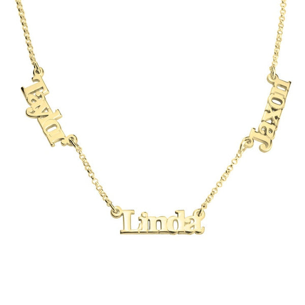 Personalised Engraved 3 Names Pendant Necklace,Family,Sterling Silver,24K Gold,Rose Gold Plated,Valentine,Birthday,Anniversary,Mother&#39;s Gift