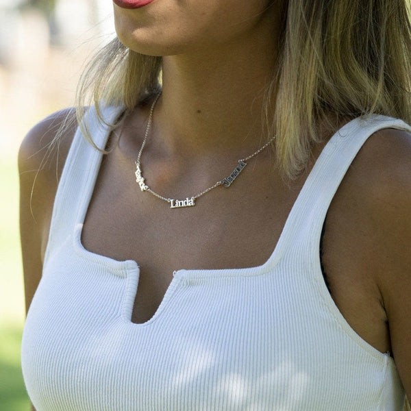 Personalised Engraved 3 Names Pendant Necklace,Family,Sterling Silver,24K Gold,Rose Gold Plated,Valentine,Birthday,Anniversary,Mother&#39;s Gift
