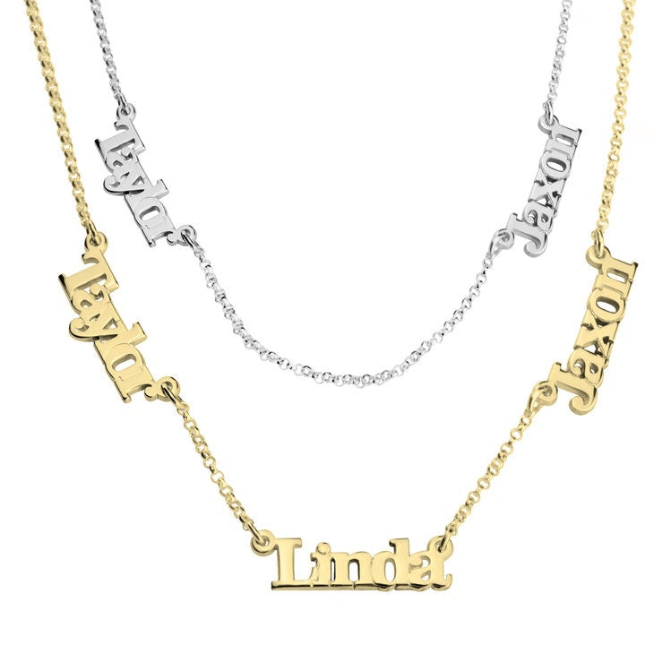 Personalised Engraved 3 Names Pendant Necklace,Family,Sterling Silver,24K Gold,Rose Gold Plated,Valentine,Birthday,Anniversary,Mother&#39;s Gift