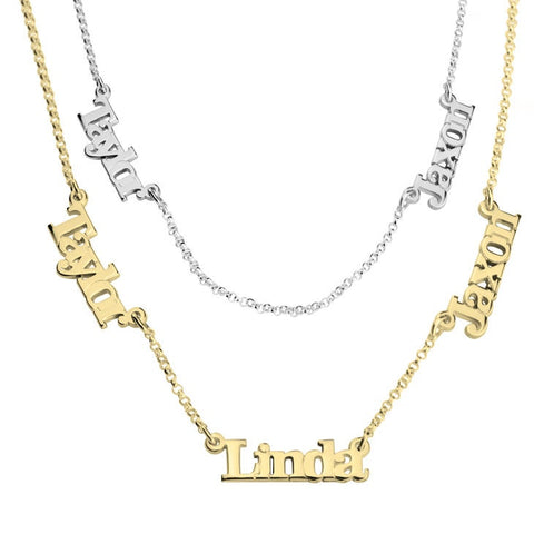 Personalised Engraved 3 Names Pendant Necklace,Family,Sterling Silver,24K Gold,Rose Gold Plated,Valentine,Birthday,Anniversary,Mother&#39;s Gift