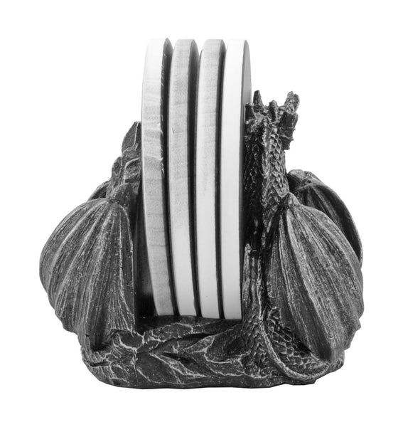 Dragon Guards 4pc Coaster set with holder,Gifts for Christmas,Anniversary,Housewarming,Birthday,Chinese New Year,Halloween,GOT Dragon Lovers