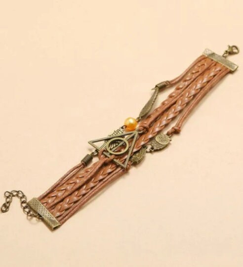 5in1 Bronze Bohemian Leather Bracelet,Owl Wings/Freedom Magic Symbol,Gift for Mothers Day/Birthday/Her/Him/Aunt/Graduation/Bridemaids/Friend