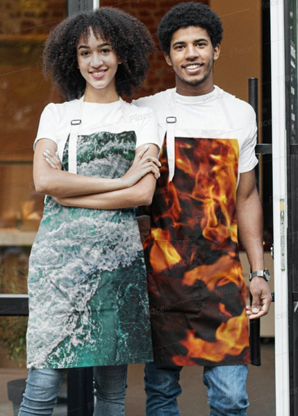 Fire Flames Apron,Cute Gifts for Her/Him, Housewarming Gift,Birthday Gift, Valentine Gift, St Patricks Day gift, BBQ Aprons,4th July Gifts