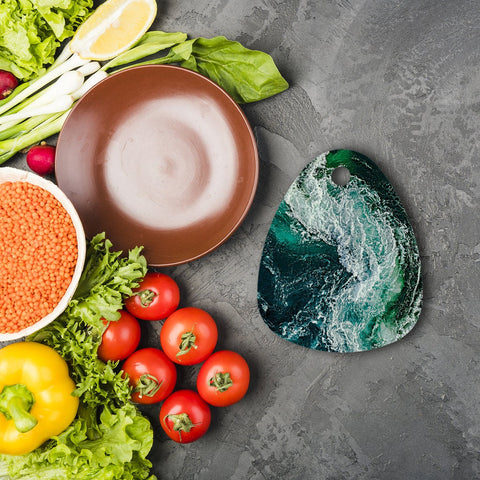 Oceanic waves Glass Cheese/Cutting Board, Teardrop,serving board.Christmas,Thanksgiving,Housewarming,Birthday,Anniversary,Graduation Gifts