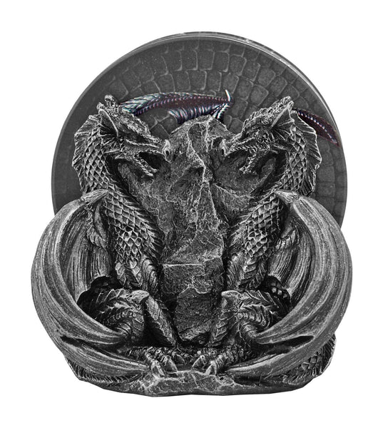 Dragon Guards 4pc Coaster set with holder,Gifts for Christmas,Anniversary,Housewarming,Birthday,Chinese New Year,Halloween,GOT Dragon Lovers