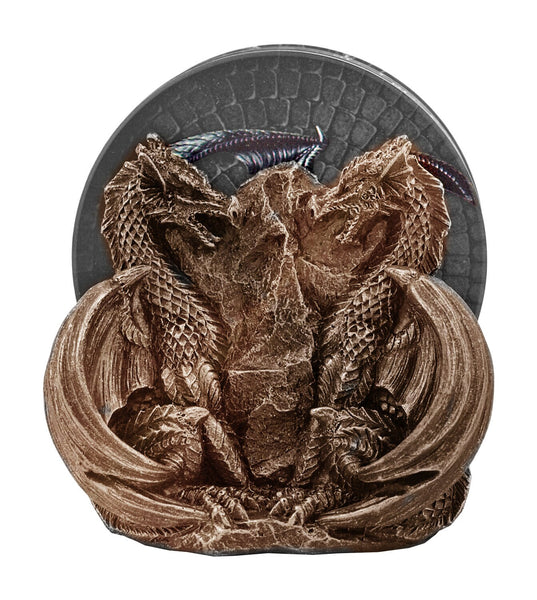 Dragon Guards 4pc Coaster set with holder,Gifts for Christmas,Anniversary,Housewarming,Birthday,Chinese New Year,Halloween,GOT Dragon Lovers