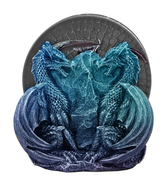 Dragon Guards 4pc Coaster set with holder,Gifts for Christmas,Anniversary,Housewarming,Birthday,Chinese New Year,Halloween,GOT Dragon Lovers