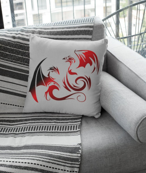 Silver Phoenix Dragon Cushion Cover,Good luck Gift,Mothers/New Year/Housewarming/Graduation/Valentine/Wedding/Couple/Halloween,Dragon Lovers