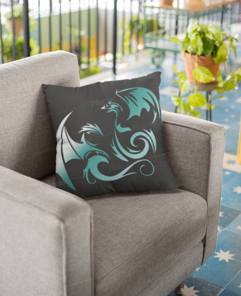 Green Phoenix Dragon Cushion Cover,Good luck Gift,Mothers/New Year/Housewarming/Graduation/Valentine/Wedding/Couple/Halloween,Dragon Lovers
