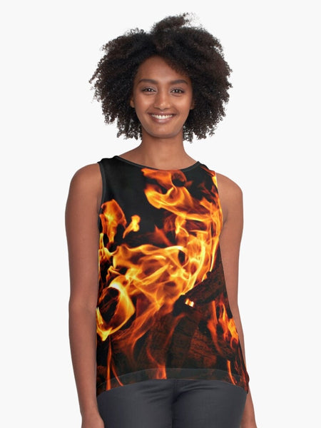 Fire flames Tank top, Casual women top, Gift for Her/Wife/Girlfriend/Mom/Aunt/Thanksgiving/Christmas/Birthday/Summer/Anniversary