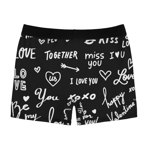 Red Black Love Notes Mens Boxer Briefs,Gift for Him/Christmas/Birthday/Engagement/Anniversary/Funny Gifts/Halloween/Thanksgiving/Valentines