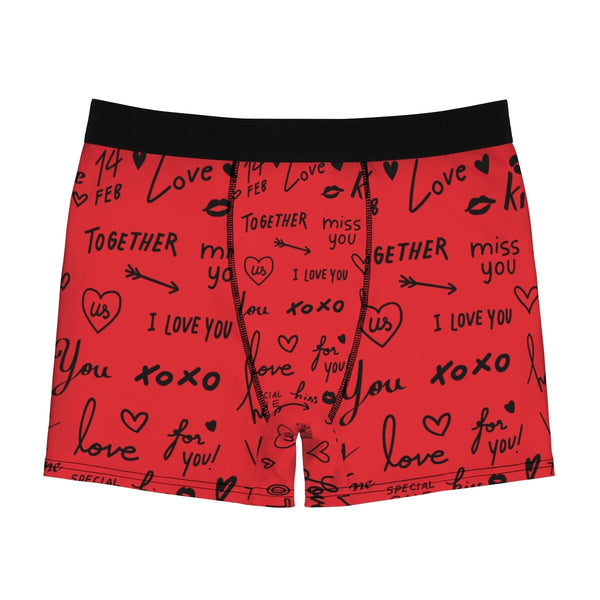 Red Black Love Notes Mens Boxer Briefs,Gift for Him/Christmas/Birthday/Engagement/Anniversary/Funny Gifts/Halloween/Thanksgiving/Valentines