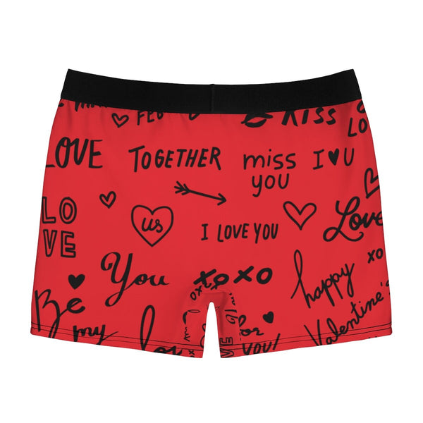 Red Black Love Notes Mens Boxer Briefs,Gift for Him/Christmas/Birthday/Engagement/Anniversary/Funny Gifts/Halloween/Thanksgiving/Valentines