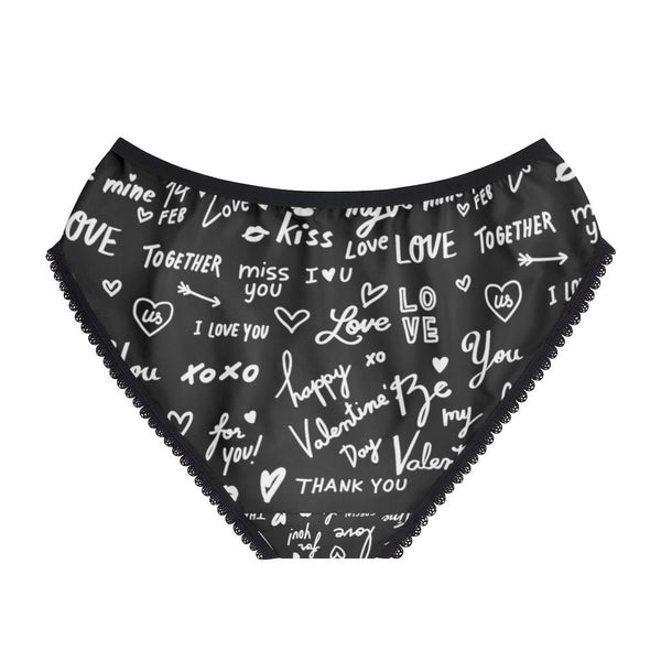 Black/wht Love Notes Bikini Underwear,Gift for Her/Girlfriend/Aunt/Birthday/Thanksgiving/Graduation/Christmas/Valentine/Halloween/Funny Gift