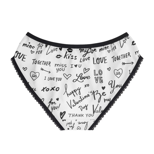 Black/wht Love Notes Bikini Underwear,Gift for Her/Girlfriend/Aunt/Birthday/Thanksgiving/Graduation/Christmas/Valentine/Halloween/Funny Gift