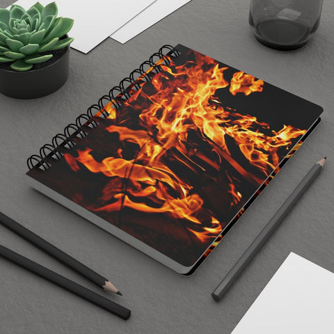 Fire flames Spiral Bound Journal, printed cover front back inside with ruled lines,Gift for graduation/birthday/back2school/diary/christmas