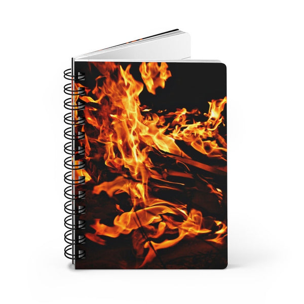 Fire flames Spiral Bound Journal, printed cover front back inside with ruled lines,Gift for graduation/birthday/back2school/diary/christmas
