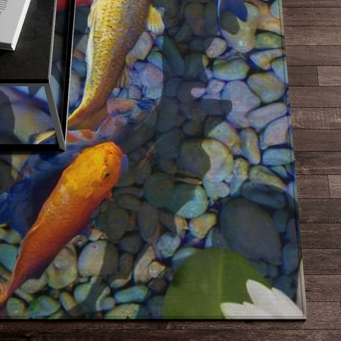 9 Lucky Kois pond water lily Area Rug, home decor, Housewarming/Easter Gift, Mothers Day Gift, Birthday Gifts for him/Her,Game room gifts
