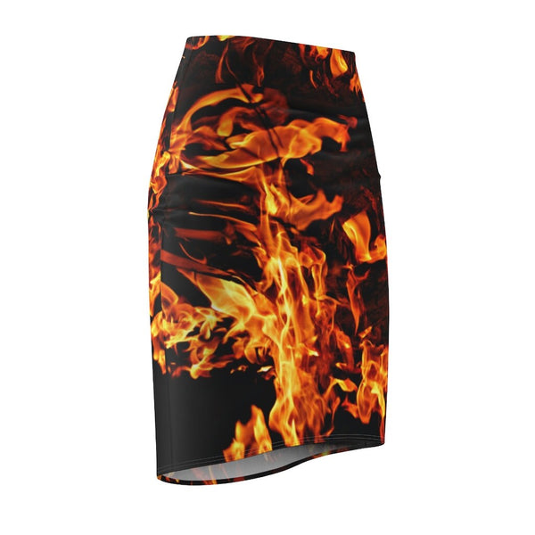 Pencil Skirt Fire Flames All Occasion,Gift for HER/Mom/Aunt/Girlfriend/Christmas/Birthday/Halloween/Thanksgiving/NewYear/Graduation/Office