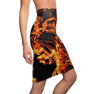Pencil Skirt Fire Flames All Occasion,Gift for HER/Mom/Aunt/Girlfriend/Christmas/Birthday/Halloween/Thanksgiving/NewYear/Graduation/Office
