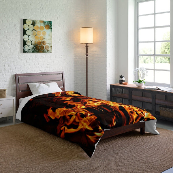 Comforter Fire flames King Queen Twin Microfiber,Gifts for Housewarming/Mothers Day/Fathers Day/Halloween/Thanksgiving/Birthday/Graduation