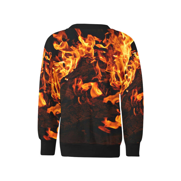 Kids Sweatshirt Fire Flames,Gift for Christmas/Thanksgiving/Birthday/Graduation/Halloween/Housewarming/NewYear/Back To School