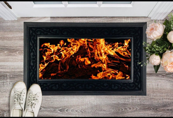 Fire Flames Heavy Duty Doormat Printed,Housewarming,Home decor/Couples/Thanksgiving/Christmas/New Year/Anniversary/Birthday/Friends Gifts