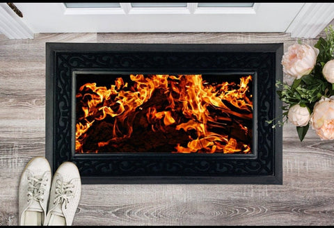 Fire Flames Heavy Duty Doormat Printed,Housewarming,Home decor/Couples/Thanksgiving/Christmas/New Year/Anniversary/Birthday/Friends Gifts