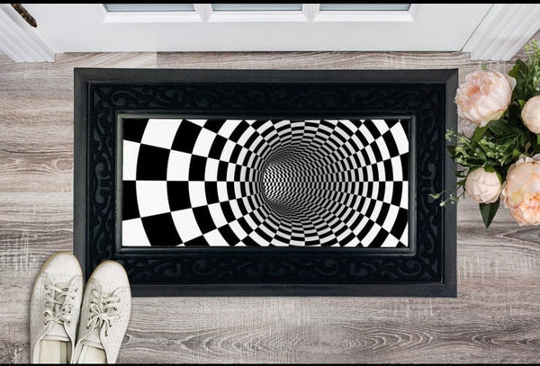 Checker Vortex Doormat Printed,Housewarming,Home decor/Couples/Thanksgiving/Christmas/New Year/Anniversary/Birthday/Friends Gifts