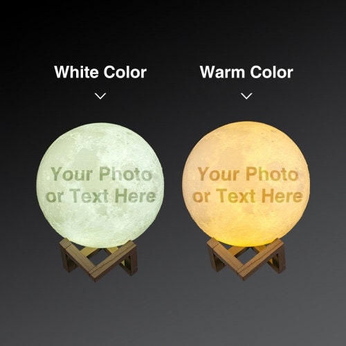 Engraved Moon Textured LED Lamp,Your own pic/text,Touch Lamp,Custom Gift for Christmas/Anniversary/Housewarming/Birthday/New Year/Graduation