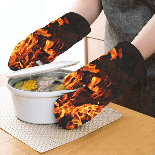 4pc fire flames Pot Holder+Gloves set,Gift for Housewarming/Mothers day/Couples/Bachelor/Birthday/home decor/kitchen decor/cooking/chefs