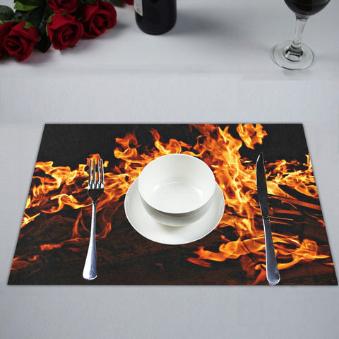 2-4-6pc Set Fire flames Placemats,Mothers Day Gift,Birthday/housewarming/Fathers Day gift,Graduation gifts,hot halloween gifts