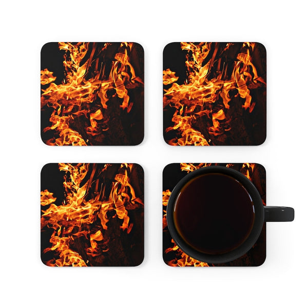 Fire Flames Coasters 4pc Set,round/square/leather/cork coasters,Mothers Day Gift,Birthday/housewarming/Fathers Day gift,Graduationgifts