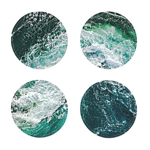 Ocean Waves Coasters 4pc Set,round/square/leather/cork coasters,Mothers Day Gift,Birthday/housewarming/Fathers Day gift,Graduationgifts