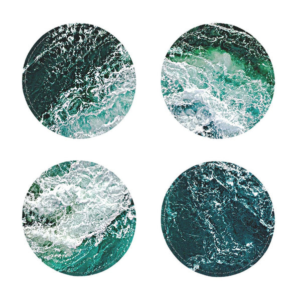Ocean Waves Coasters 4pc Set,round/square/leather/cork coasters,Mothers Day Gift,Birthday/housewarming/Fathers Day gift,Graduationgifts