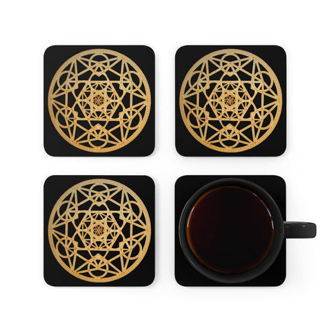 Metatron&#39;s Cube Sacred Geometry Coasters.4pc Set,round/square/leather/cork,Gift for Mom/Birthday/housewarming/Fathers Day/Graduation