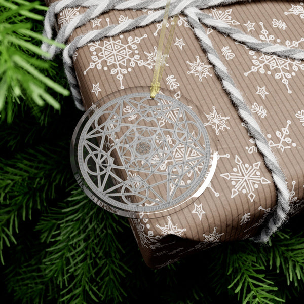 Glass Metatron Cube Silver/Gold  Sacred Geometry Ornament, Gift for Birthday/Christmas/Meditation/Housewarming/Anniversary/Graduation/Yoga