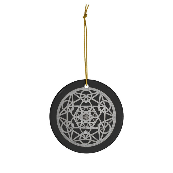 Ceramic Metatron Cube Sacred Geometry Silver/Gold Ornament, Gift for Birthday/Christmas/Meditation/Housewarming/Anniversary/Graduation/Yoga