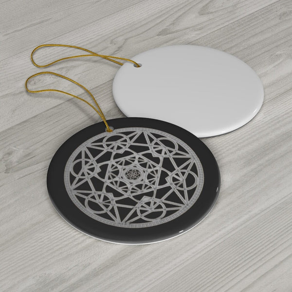 Ceramic Metatron Cube Sacred Geometry Silver/Gold Ornament, Gift for Birthday/Christmas/Meditation/Housewarming/Anniversary/Graduation/Yoga