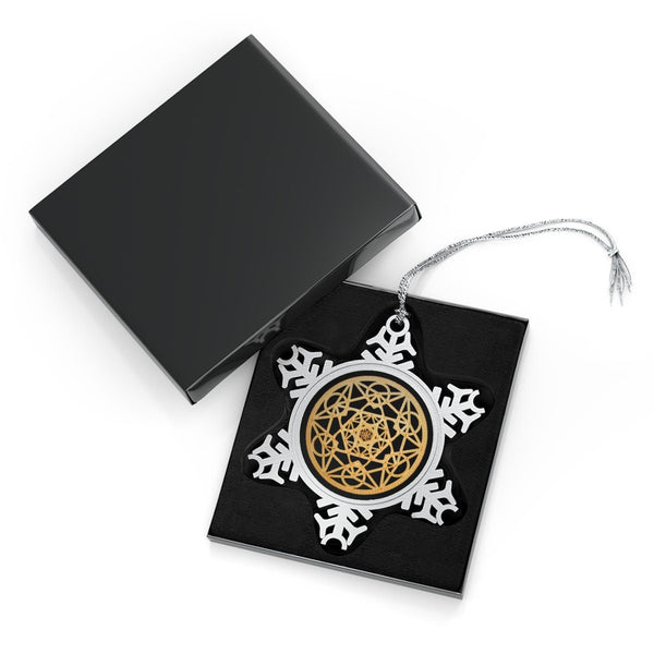Pewter Snowflake Metatron Cube Silver/Gold Sacred Geometry Ornament,Gift for Birthday/Christmas/Meditation/Housewarming/Graduation/Yoga
