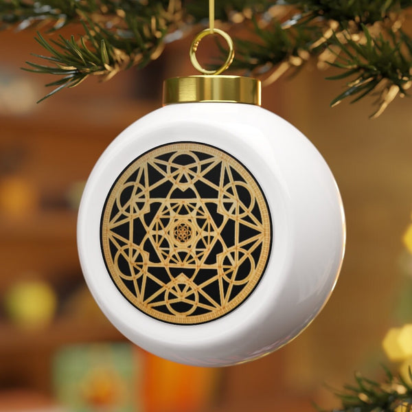 Christmas Ball Metatron Cube Silver/Gold Sacred Geometry Ornament,Gift for Birthday/Christmas/Meditation/Housewarming/Graduation/Yoga