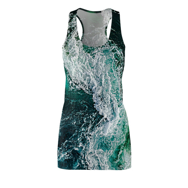 Ocean Waves 3D Print Women&#39;s Racerback Dress,Casual Athletic Sleeveless A-line tank,Gifts For Her/Girlfriend/Aunt/Mom,Birthday,Valentines