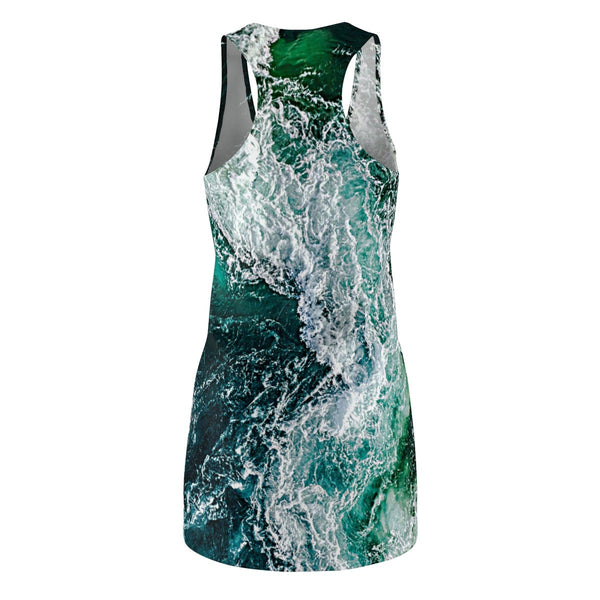 Ocean Waves 3D Print Women&#39;s Racerback Dress,Casual Athletic Sleeveless A-line tank,Gifts For Her/Girlfriend/Aunt/Mom,Birthday,Valentines