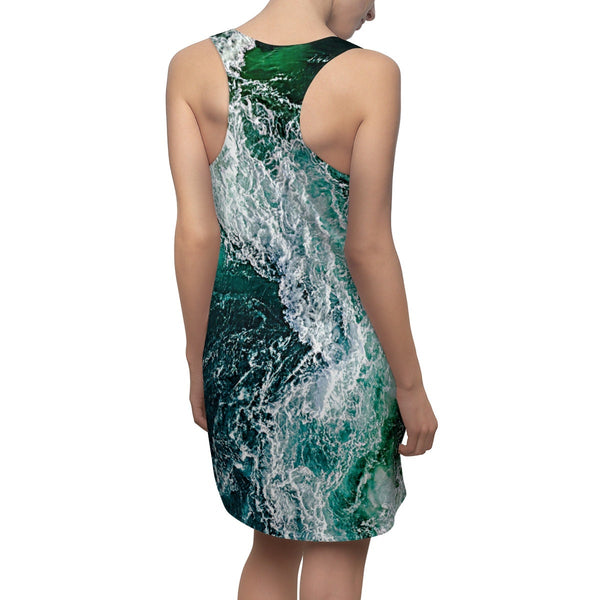 Ocean Waves 3D Print Women&#39;s Racerback Dress,Casual Athletic Sleeveless A-line tank,Gifts For Her/Girlfriend/Aunt/Mom,Birthday,Valentines