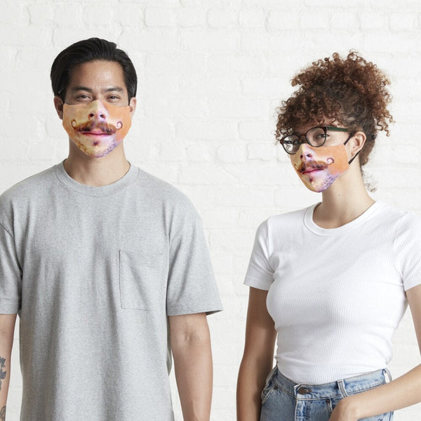 Sexy HandleBar Moustache Face Mask 3D Printed Realistic Expression Unisex Fabric Mask for adults/kids. Reusable Washable