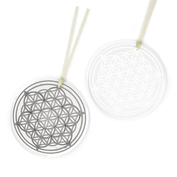 Glass Flower of Life Silver/Gold  Sacred Geometry Ornament, Gift for Birthday/Christmas/Meditation/Housewarming/Anniversary/Graduation/Yoga