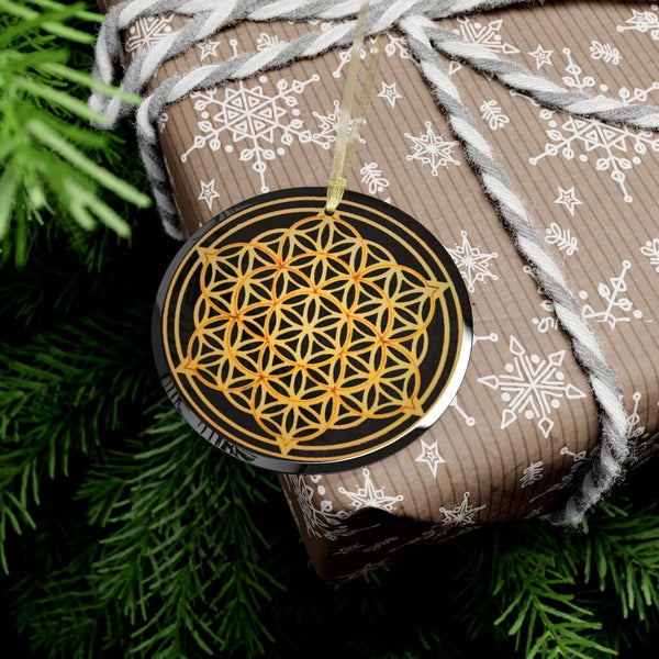 Glass Flower of Life Silver/Gold  Sacred Geometry Ornament, Gift for Birthday/Christmas/Meditation/Housewarming/Anniversary/Graduation/Yoga