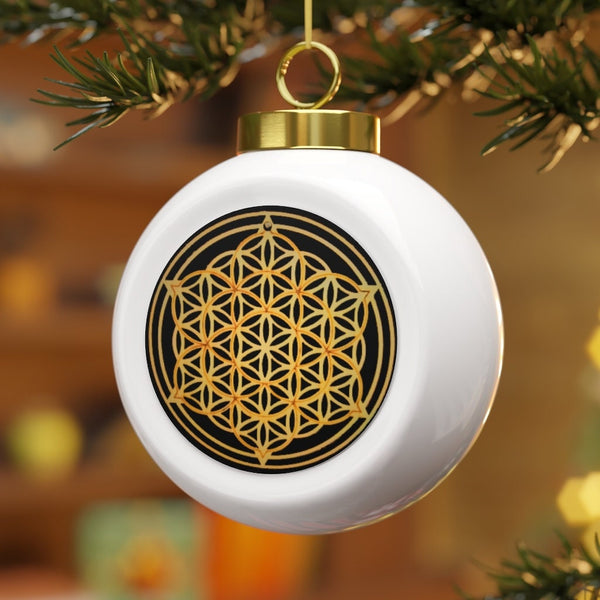 Christmas Ball Flower of Life Silver/Gold Sacred Geometry Ornament,Gift for Birthday/Christmas/Meditation/Housewarming/Graduation/Yoga room